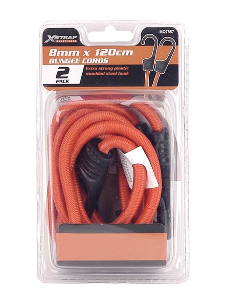 X-Strap - Orange Round Bungee Cords - 2 Piece-120cm X 8mm