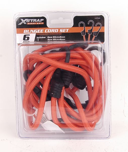 X-Strap - Handy Combination Pack 8mm Round Bungee Cords - Red 60/90/120cm