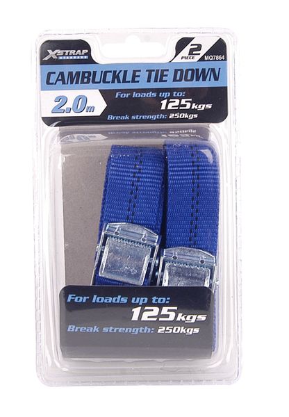 X-Strap - Quick Release Cam Buckle Tie Down - Silver - 2M X 25mm
