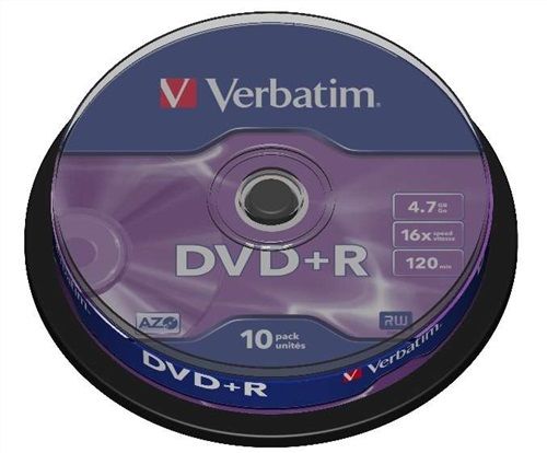 Verbatim 4.7GB DVD-R (16x) Matt Silver Spindle - Box of 10