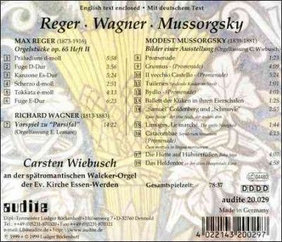 Carsten Wiebusch - Organ Works: Reger Wagner Mussorgsky (CD)
