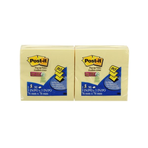 3M Post-it Pop-Up Note Refill - Yellow - 100 Sheets per pad