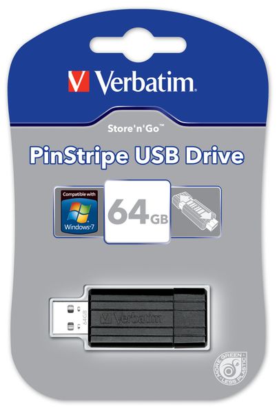 Verbatim PinStripe USB Flash Drive 64GB - Black