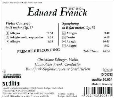 H C/frank Edinger - Franck, E: Violin Cto./sym. In B (CD)