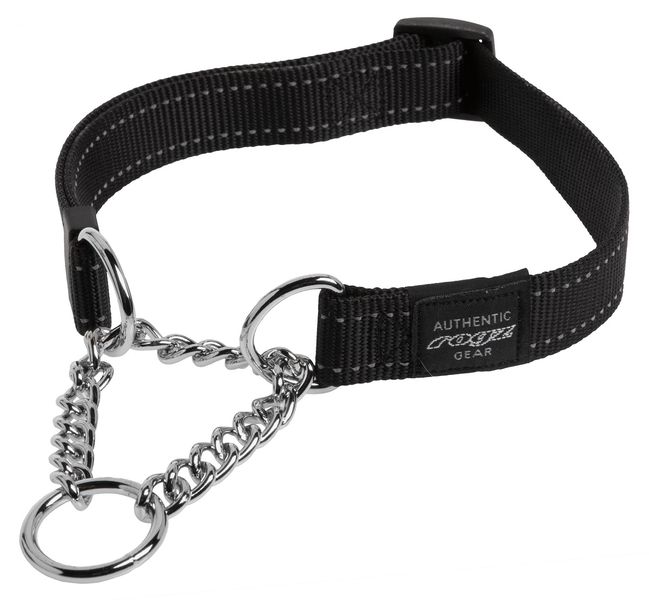 Rogz - Obedience Half-Check Dog Collar Large Black