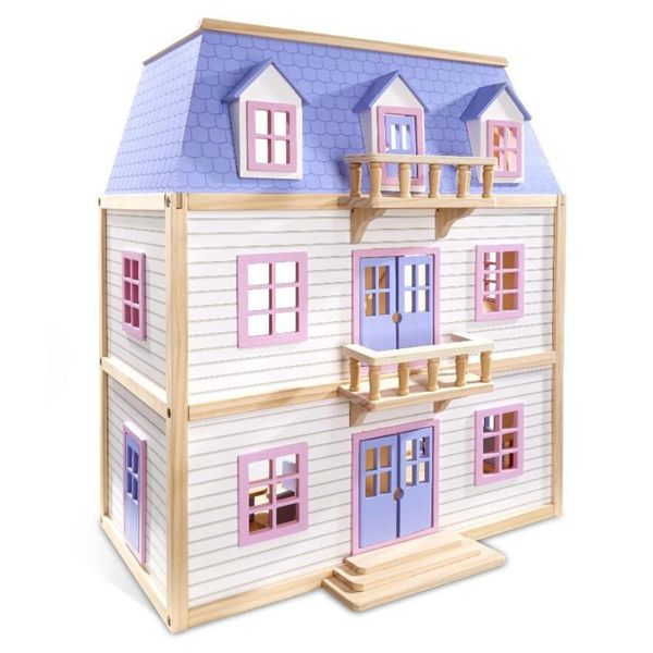Melissa &amp; Doug Multi-Level Wooden Dollhouse (3 Levels)