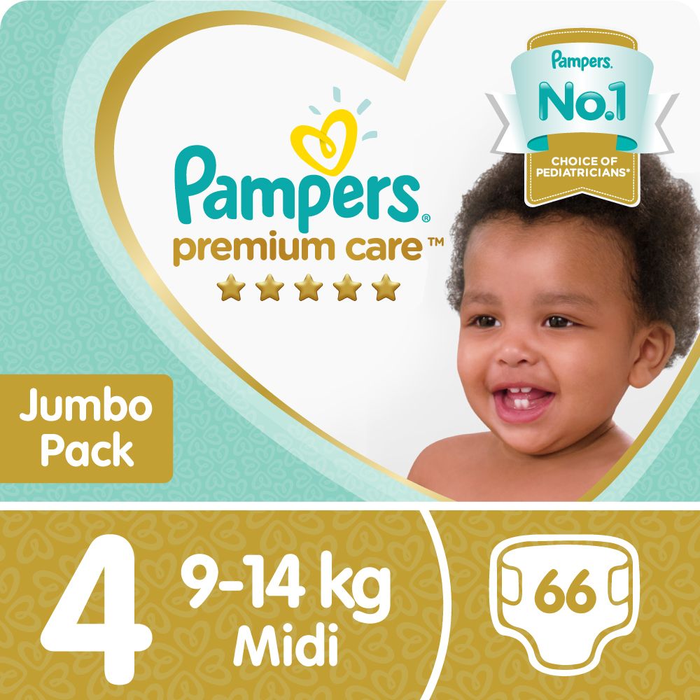 Pampers Premium Care - Size 4 Jumbo Pack - 66 Nappies | Buy Online in