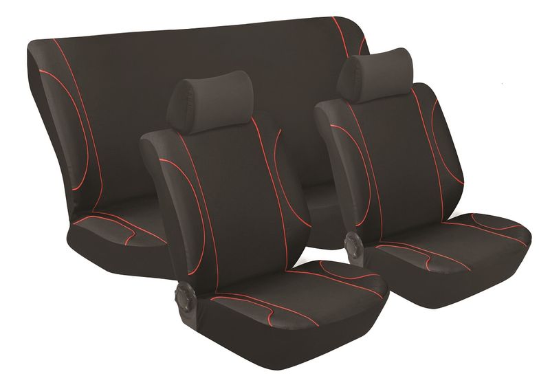 STINGRAY - Monaco 6Pc Car Seat Cover Set | Universal fit | Black/Red