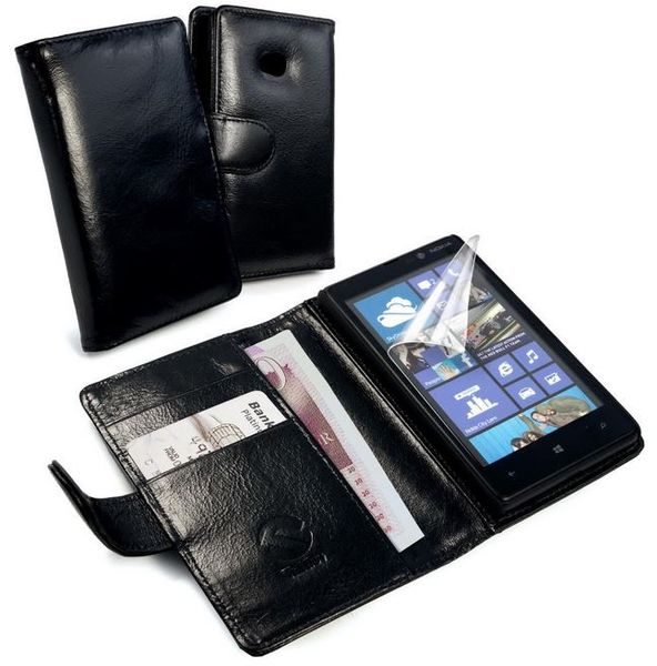 Tuff-Luv Vintage Leather Wallet Style Case for Nokia 720 - Black