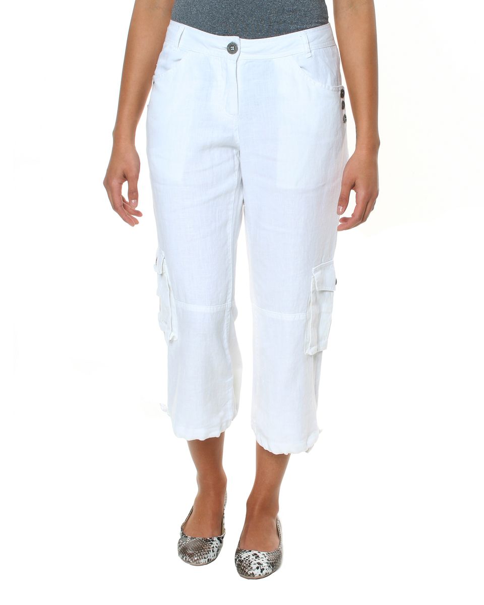B91xZ Wide Leg Pants Elastic Loose Waist Womens Trousers Pocket Pants  Cotton Three-Quarter Pants Green,XXL - Walmart.com