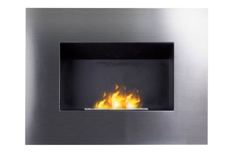 1green Wall Mounted Bio-Ethanol Fireplace - Stainless Steel