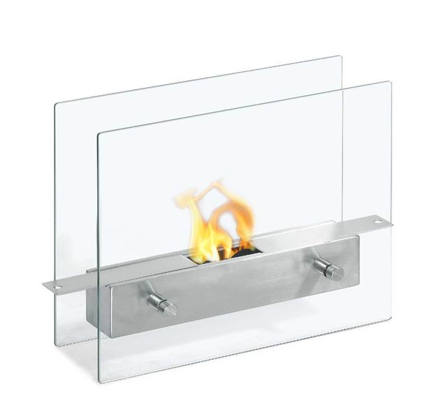 1green Table Styled Ethanol Fireplace - Stainless Steel &amp; Glass
