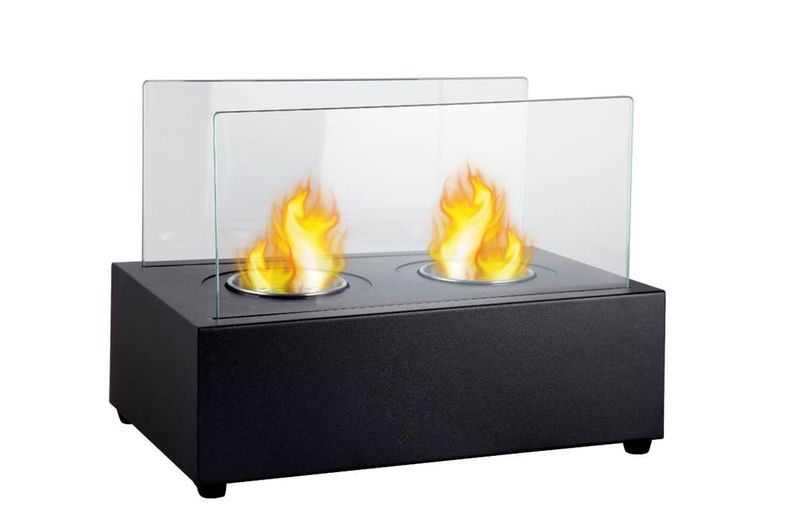 1green Double Burner Table Styled Ethanol Fireplace - Black
