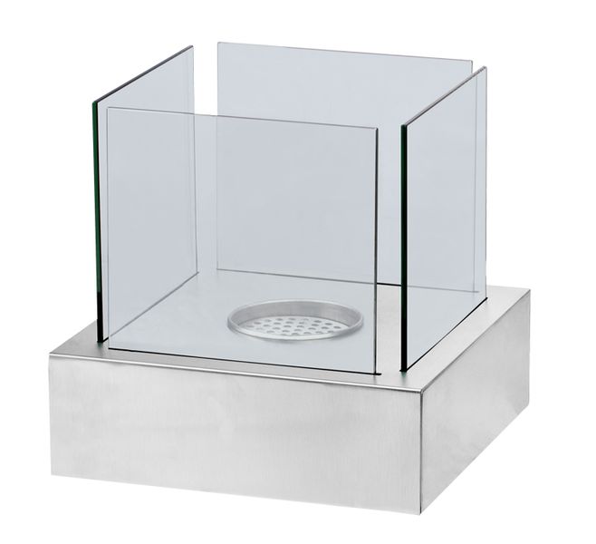 1green Square Table Style Bio-Ethanol Fireplace - Stainless Steel