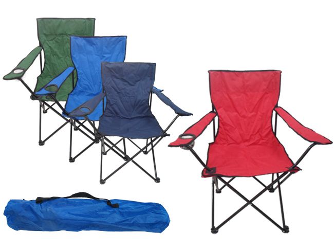 AEC Foldable Steel Frame Camping Chair - Dark Blue