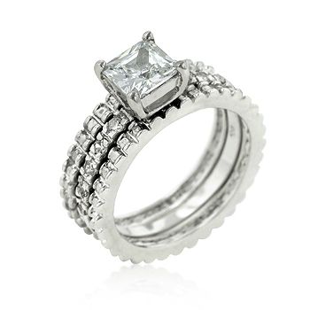 Miss Jewels - 1.55ctw Cubic Zirconia 3 Piece Bridal Set