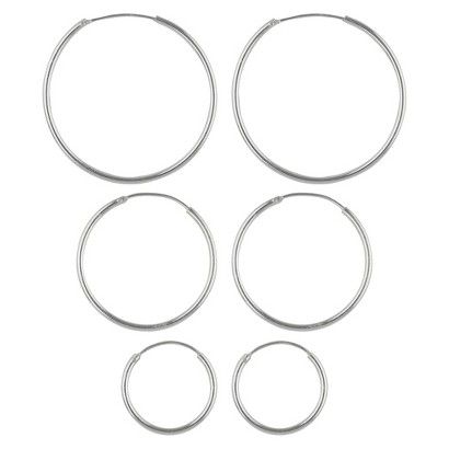 Miss Jewels - 3 Pairs of 925 Sterling Silver Tube Earrings