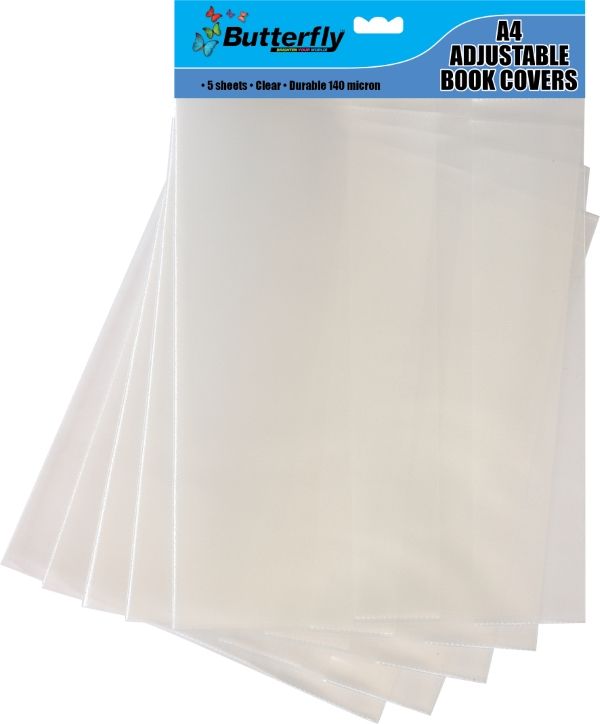Butterfly Adjustable A4 Plastic Book Covers Clear 5's Buy Online in
