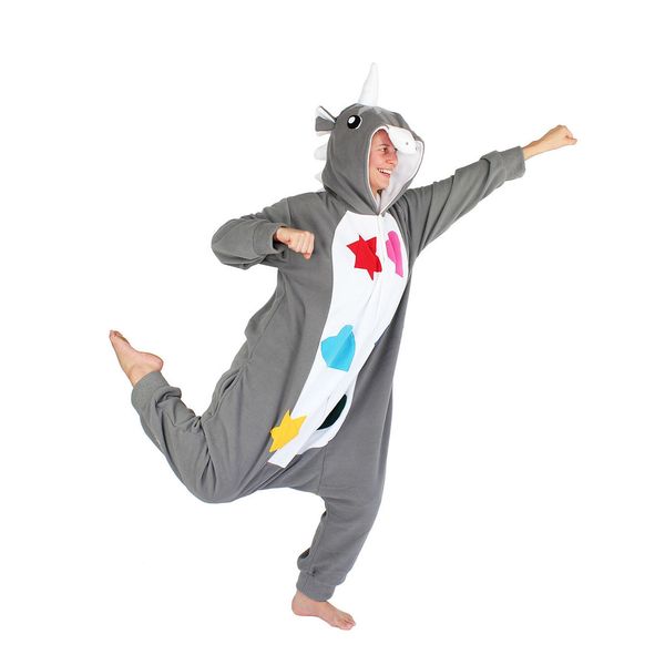 Adults Unicorn Onesie In Grey &amp; White image