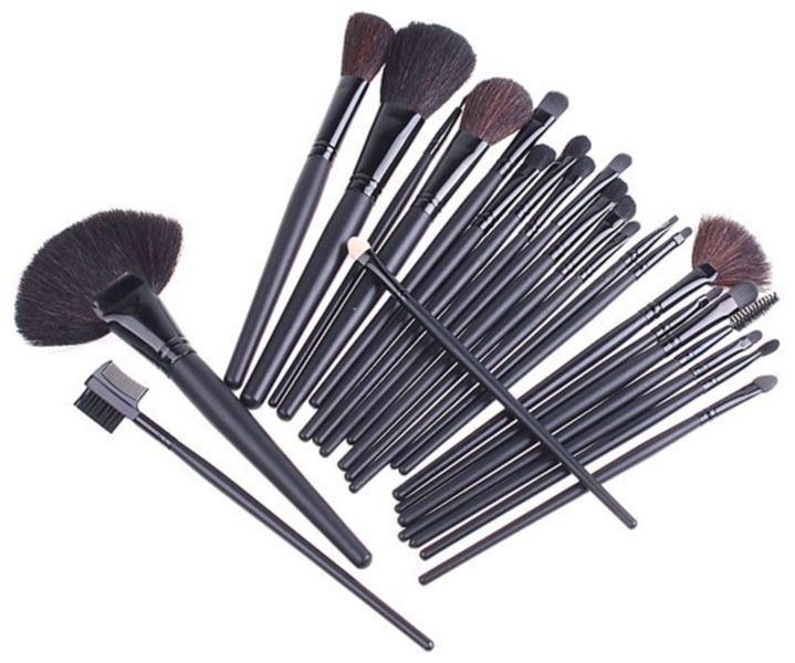 24 Piece Make Up Brush Set with Leather Effect Bag