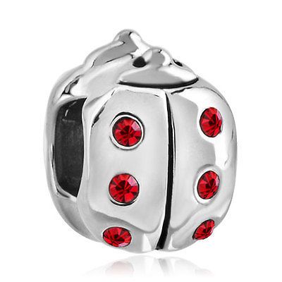 Pugster Red Crystal Ladybug Charm