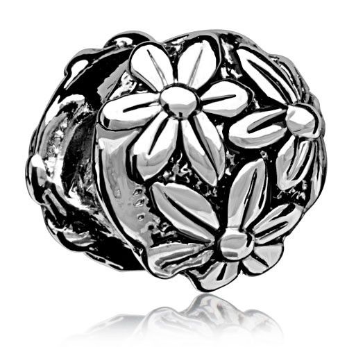 Pugster Silver Bright Chrysanthemum Floral Charm