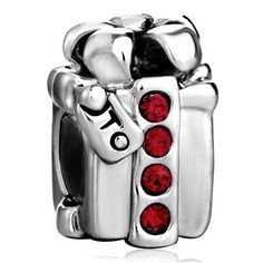 Pugster Red Crystal Gifts Box Charm