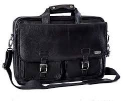 BLACK Gents 15.6" Executive Leather Case - Black