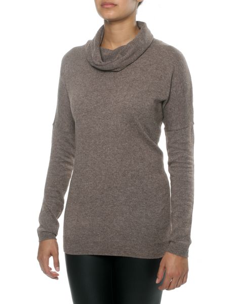 G Couture Polo Neck Jersey in Taupe Melange