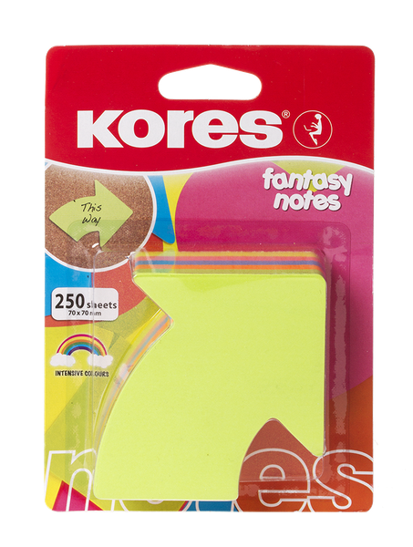 Kores Fantasy Notes, Arrow Shaped, 250 Sheets, Assorted Neon Colours