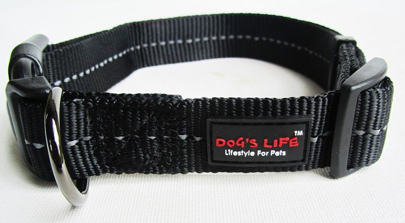 Dogs Life - Reflective Supersoft Webbing Collar - Black