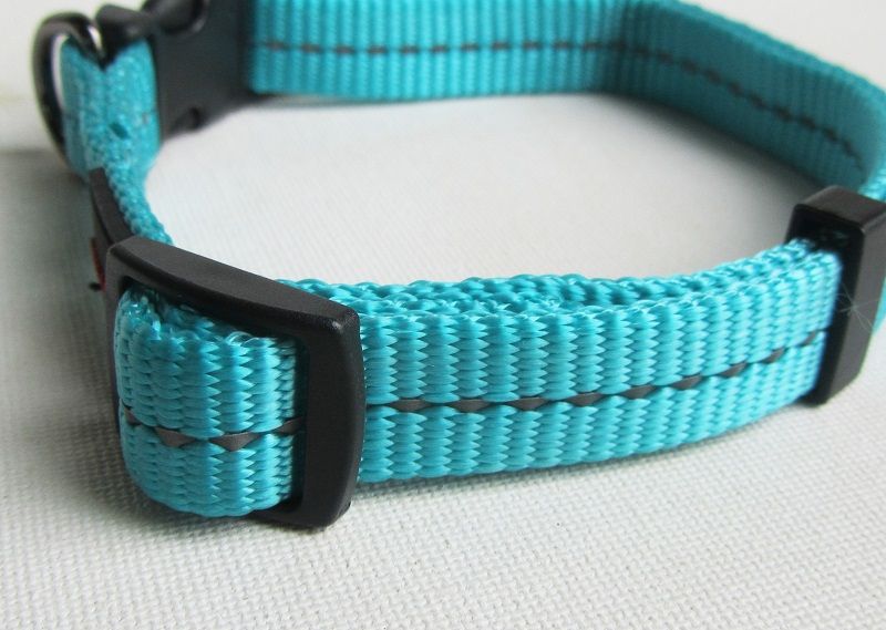 Dogs Life - Reflective Supersoft Webbing Collar - Turquoise - Extra-Large