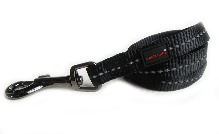 Dogs Life - Reflective Supersoft Webbing Leash - Black - Large