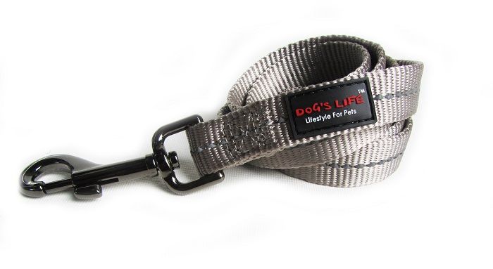 Dogs Life - Reflective Supersoft Webbing Leash - Grey - Large