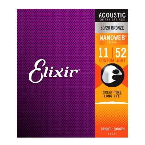 Elixir 11027 Nanoweb 80/20 Bronze Custom-Light Ac. Guitar Strings (11-52)