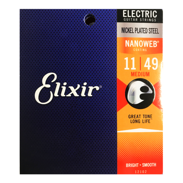 Elixir 12102 Nanoweb Medium Electric Guitar Strings (11-49)