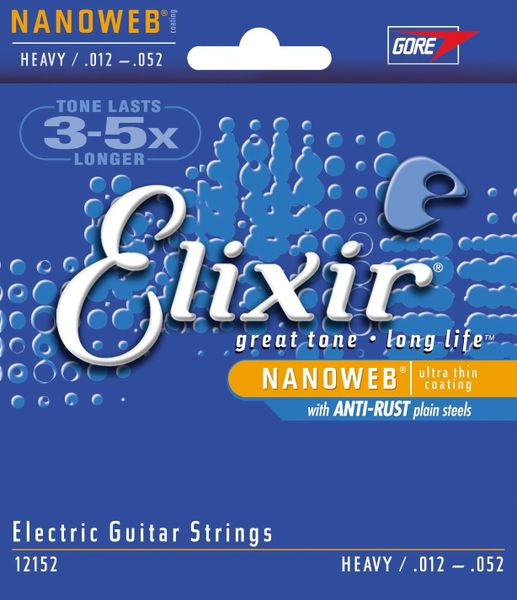 Elixir 12152 Nanoweb Nickel Plated Heavy Electric Guitar Strings (12-52)