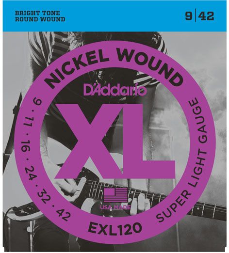 D'Addario EXL120 Nickel Wound Super-Light Electric Guitar Strings (9-42)