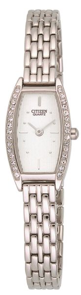 Citizen Ladies Rectangular Dial Link Watch in Silver