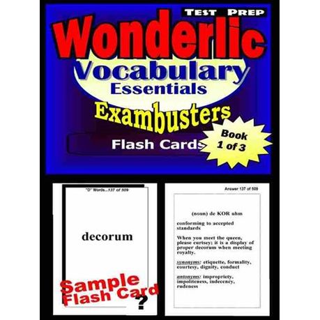 Wonderlic Test Prep Essential Vocabulary,,Exambusters Flash Cards,,Workbook 1 of 3 (eBook)