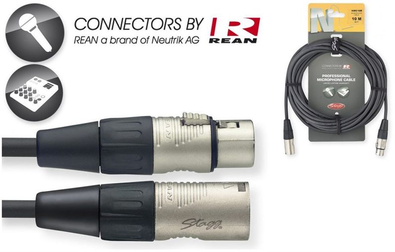 Stagg NMC10R 10M N-Series XLR Microphone Cable with Rean Connectors