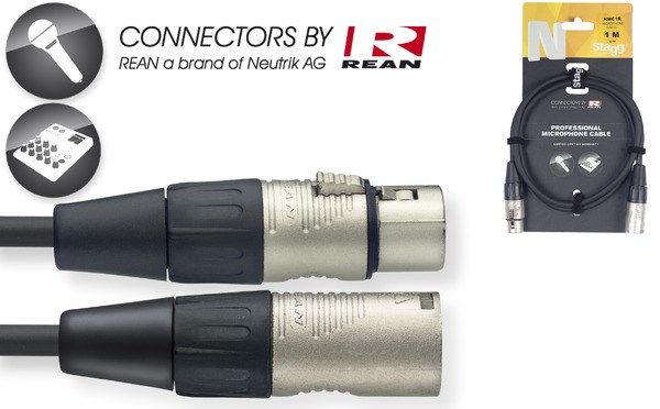 Stagg NMC1R 1M N-Series XLR Microphone Cable with Rean Connectors