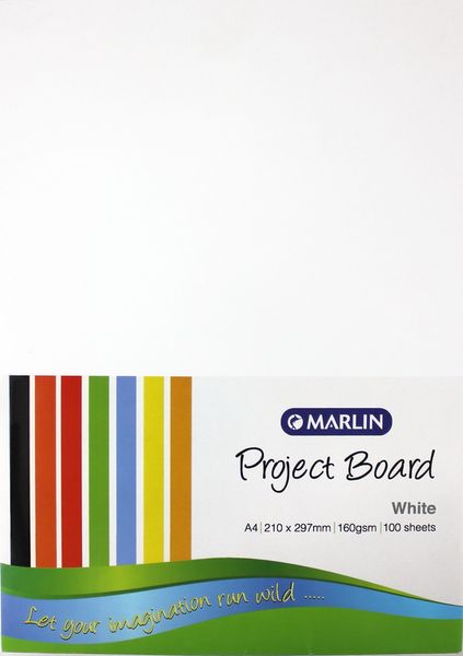 Marlin A4 Project Board 160gsm 100's - White