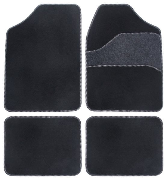 Moto Quip - 4 Piece Universal Ribbed Car Mats - Charcoal