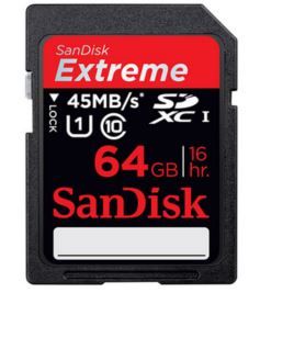 Sandisk Extreme SDXC UHS-I 64GB - 45MB per second - 300X