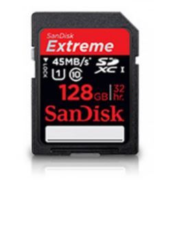 Sandisk Extreme SDXC UHS-I 128GB - 45MB per second - 300X
