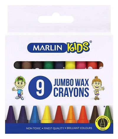 Marlin Kids 9 Jumbo Wax Crayons - 1.4cm