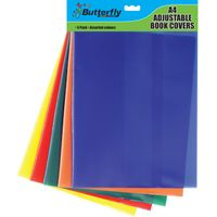 Butterfly Adjustable A4 Brilliant Bright Plastic Slip On Book Covers 5 ...