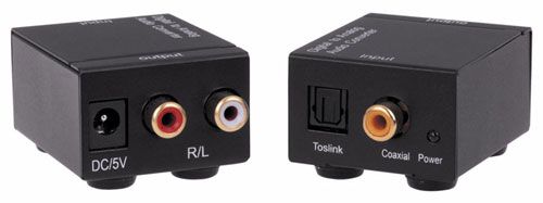 Digital Audio / Coaxial or Optical Toslink to Analogue Stereo RCA Audio Converter