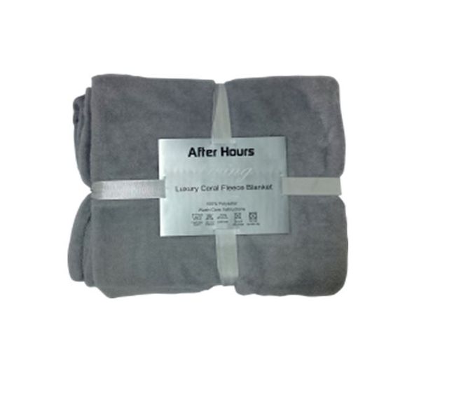 After Hours Coral Fleece Throw - Grey (180x200)